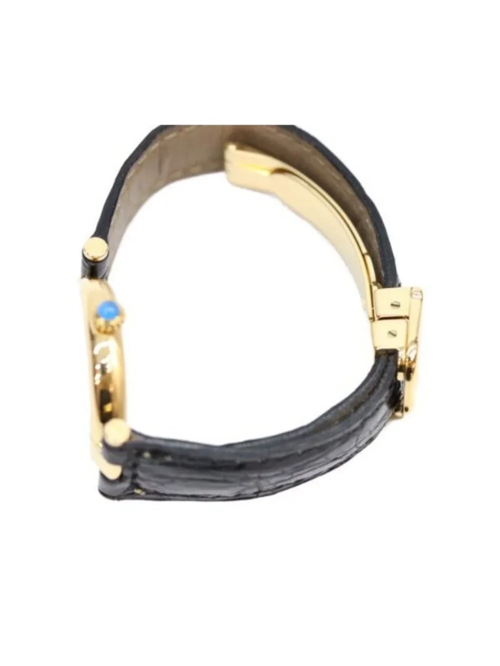 Cartier 925 Must Vende Mevermeil SM Arabic Silver Dial Quartz Black Leather